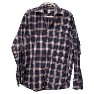 Pillar Millar Men’s Cotton Plaid Stripe Long Sleeve Button Up Shirt Large